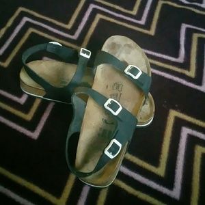 Birki's black leather 3 strap sandals